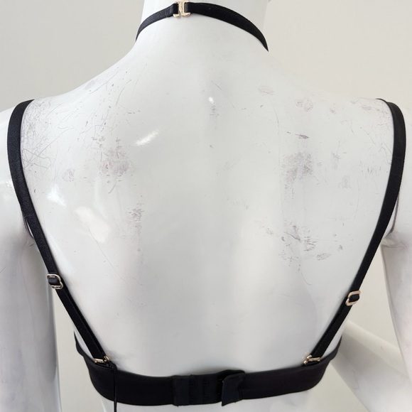 Honey Birdette Adele Black Balconette Bra w Gold Accents & Chain Details - Picture 2 of 9